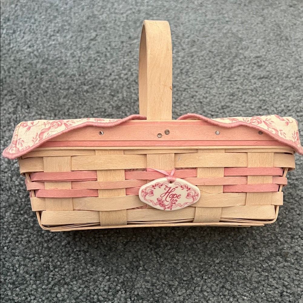2020 Longaberger Baskets Pink and Tan Breast Cancer Basket